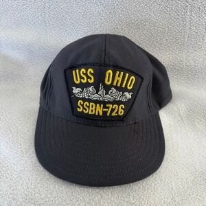 Vintage USS Ohio Hat Adult OSFA Blue SSBN-726 Northstar Submarine USA Made 90's